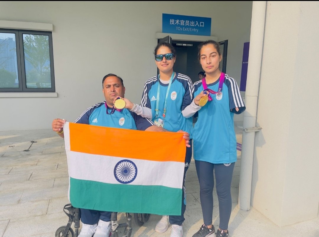 Shrine Board's Archers Shital and Rakesh win Gold medal for India against China at the Para Asian Games Hangzhou 2023. May Mata Rani continue to shower her blessings upon the players trained in the Trikuta foothills as they bring laurels for Team India. #JaiMataDi