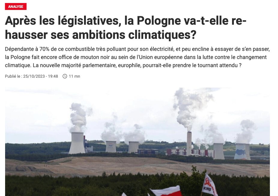 «La #Pologne est l’un des acteurs le plus bloquant dans l’ambition climatique européenne. En 2020, quand l’#Europe a avalisé l’objectif de neutralité climatique à horizon 2050, il y avait un astérisque pour la Pologne qui ne s’engageait pas à reprendre cet objectif et mettait des