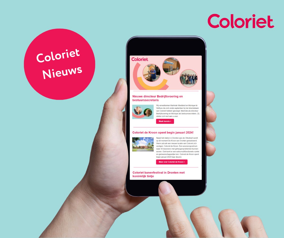 Een nieuwe editie van onze externe nieuwsbrief! Met daarin: Banenfestival met koninklijk tintje en landschapskunst voor bewoners!

Bekijk hier de nieuwsbrief: coloriet.email-provider.eu/web/ugqu2jq1v1…

Altijd op de hoogte? coloriet.nl/nieuwsbrief

#nieuwsbrief #nieuwsuitdeouderenzorg #ouderenzorg