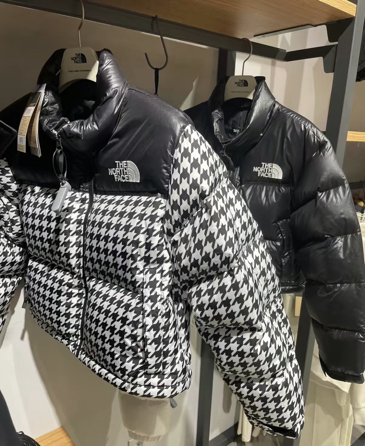 THE NORTH FACE ミドル丈 ダウンコート 千鳥柄 スッキリ 綺麗目