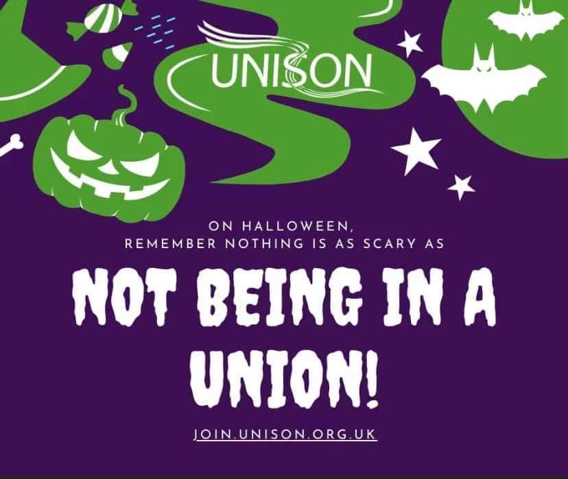 On #Halloween you know what's really scary? 🎃👻

Not being in a union! 
join.unison.org.uk