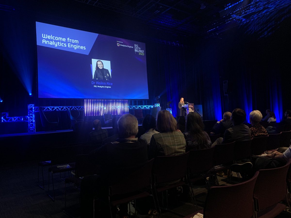 Attending Big Data Belfast opening remarks from Dr Aislinn Rice MD Analytics Engines big turnout for the conference today congrats to all involved in organising #AI large language models BigData super agenda lots of great speakers #EY#analyticsengines#Sentel#BDB23 #synni