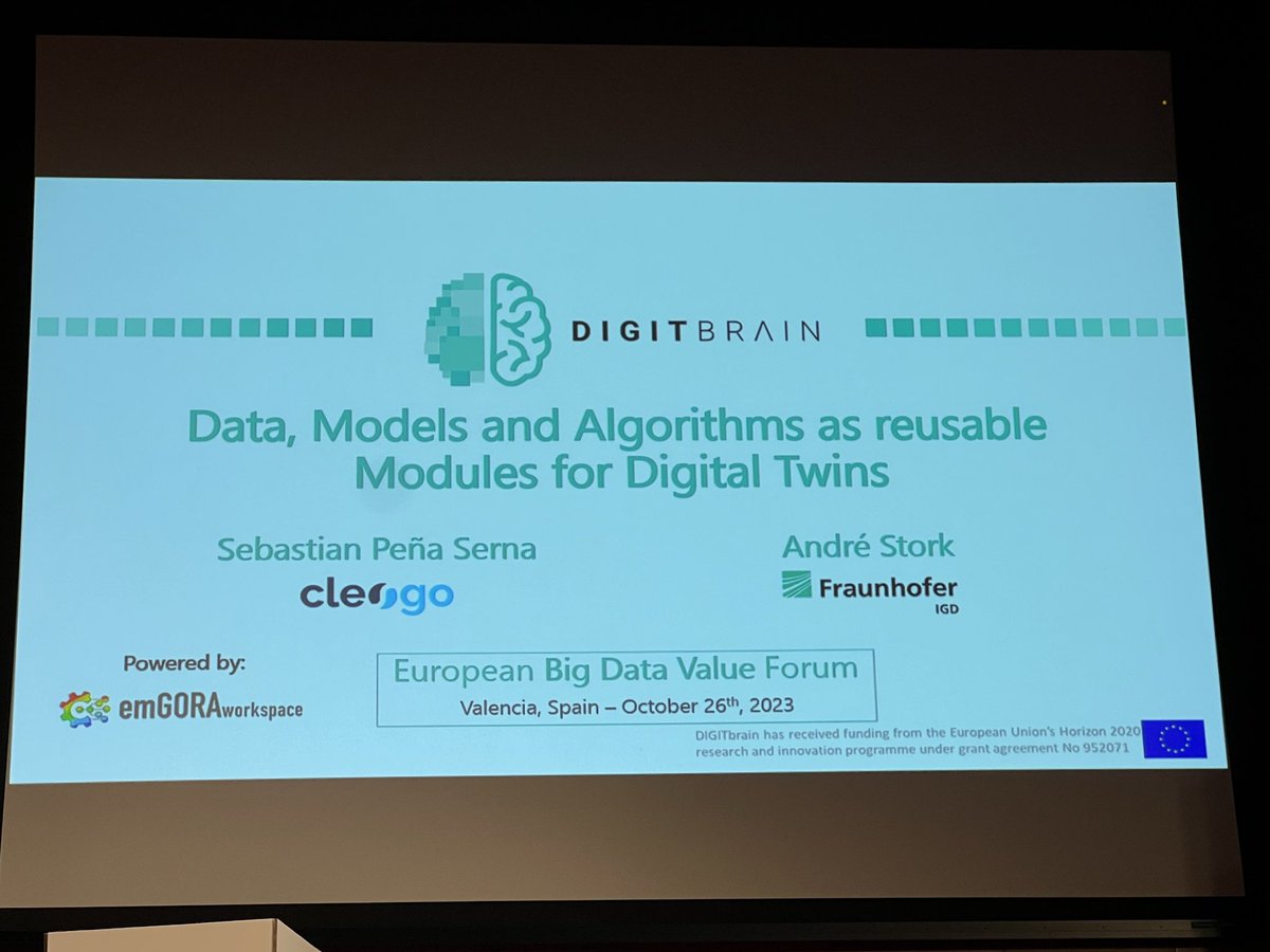 💫Happy to be able to hear about data, models and algoritms from <a href="/spenaser/">Sebastian Pena Serna</a> from <a href="/clesgo/">clesgo</a> at #EBDVF23 by <a href="/digitbrain_EU/">DIGITbrain</a> in Valencia. Thank you for your exciting presentation!🤝