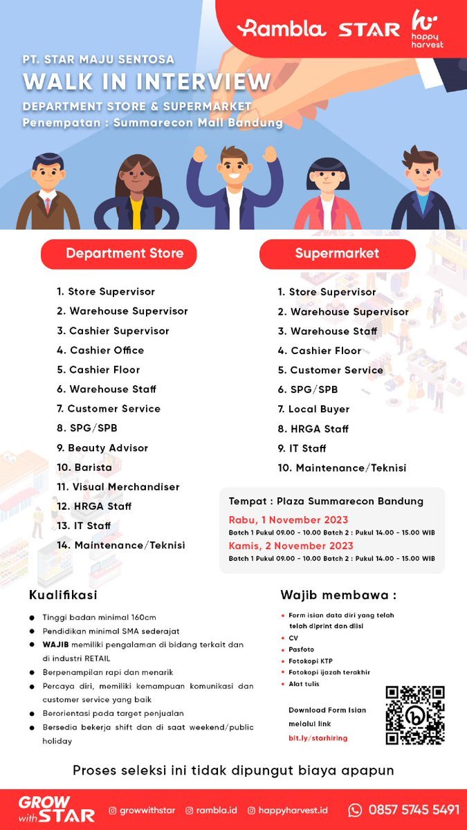 Loker di Summarecon Mall Bandung:

#loker #lokerdiBandung #lowongan #lowongankerja