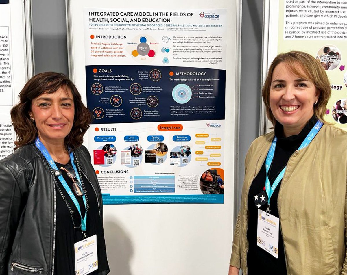 aspacecatalunya's tweet photo. @aspacecatalunya representada en el 46th World Hospital Congress Lisbon (@IHF_FIH) amb dos pòsters científics, un elaborat per Carlos Varela, director d'Operacions Transversals i àmbit Social; i l'altra per Tamara Biedermann, directora de l'àmbit de Salut.

#WHC2023 #IHFLisbon https://t.co/1XREeH2qEP