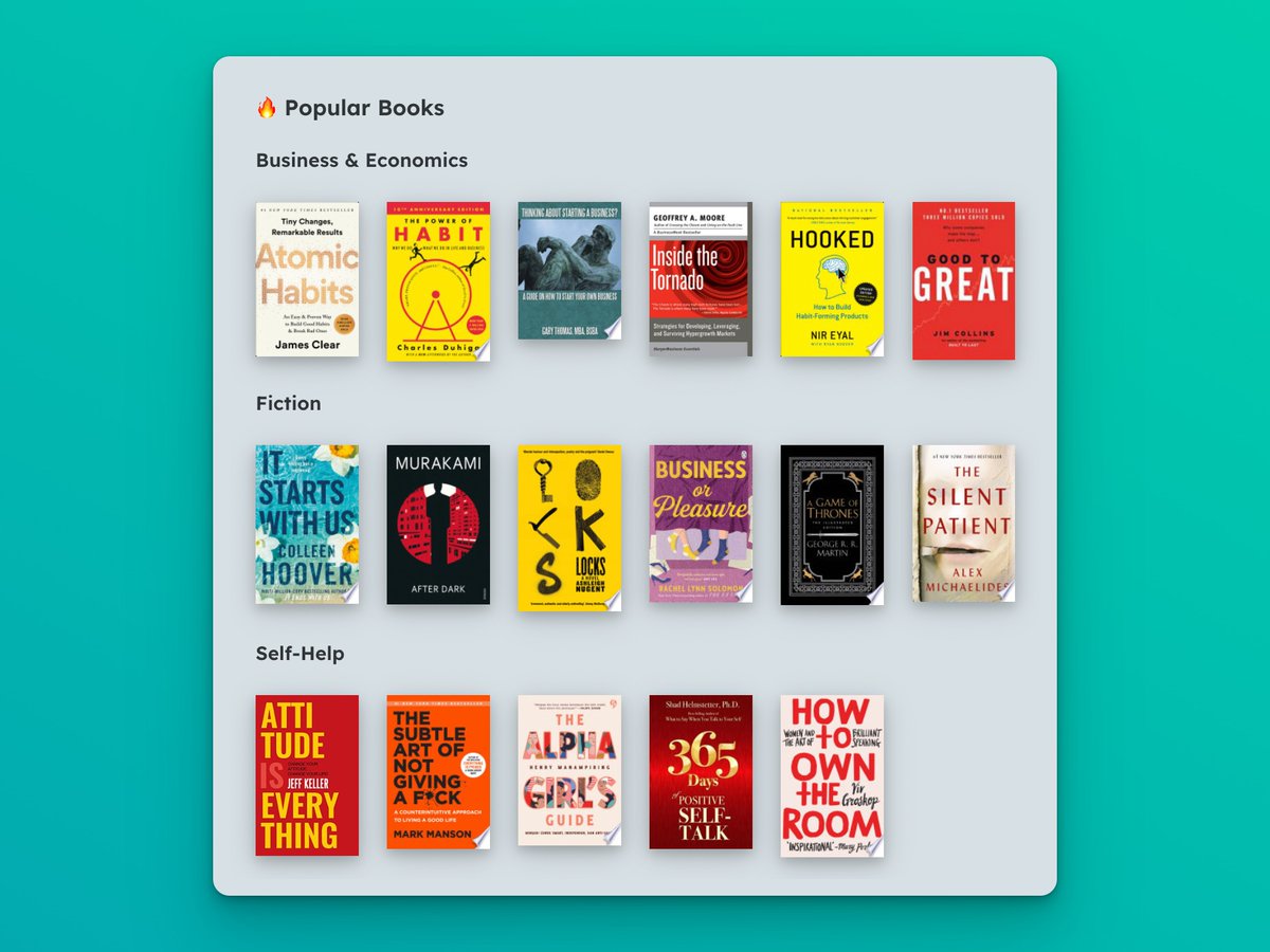 HondanaApp's tweet photo. Now it shows popular books by categories.
https://t.co/LnHlwWcbAy https://t.co/BjTB9xLl23