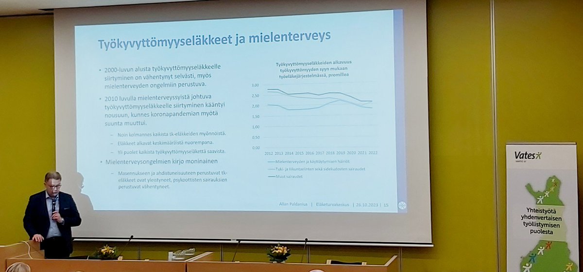 Akuutein tekijä nykyään työkyvyttömyyden taustalla on mielenterveys, etenkin nuorilla. Toki fyysisesti raskaat työalatkin vaikuttavat, kuten esim. maataloustyö, sanoo Eläketurvakus. <a href="/ETKinfo/">Eläketurvakeskus</a> <a href="/mielenterveys/">MIELI Suomen Mielenterveys ry</a> <a href="/Melaviestinta/">Mela</a> <a href="/Kelantutkimus/">Kelan tutkimus ja tilastot</a> <a href="/kyvytkayttoon/">Vates-säätiö sr</a> @