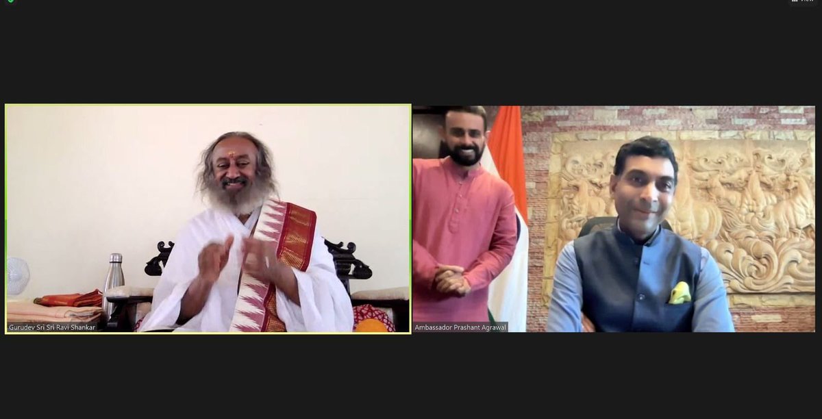 An inspiring conversation with Sri Sri Gurudev Ravishankar ji today. Gurudev and Ambassador Prashant Agrawal discussed collaboration on Yoga and Ayurveda in Lao P.D.R. as also valuable work being done by <a href="/aol_laos/">Art Of Living Laos</a> .