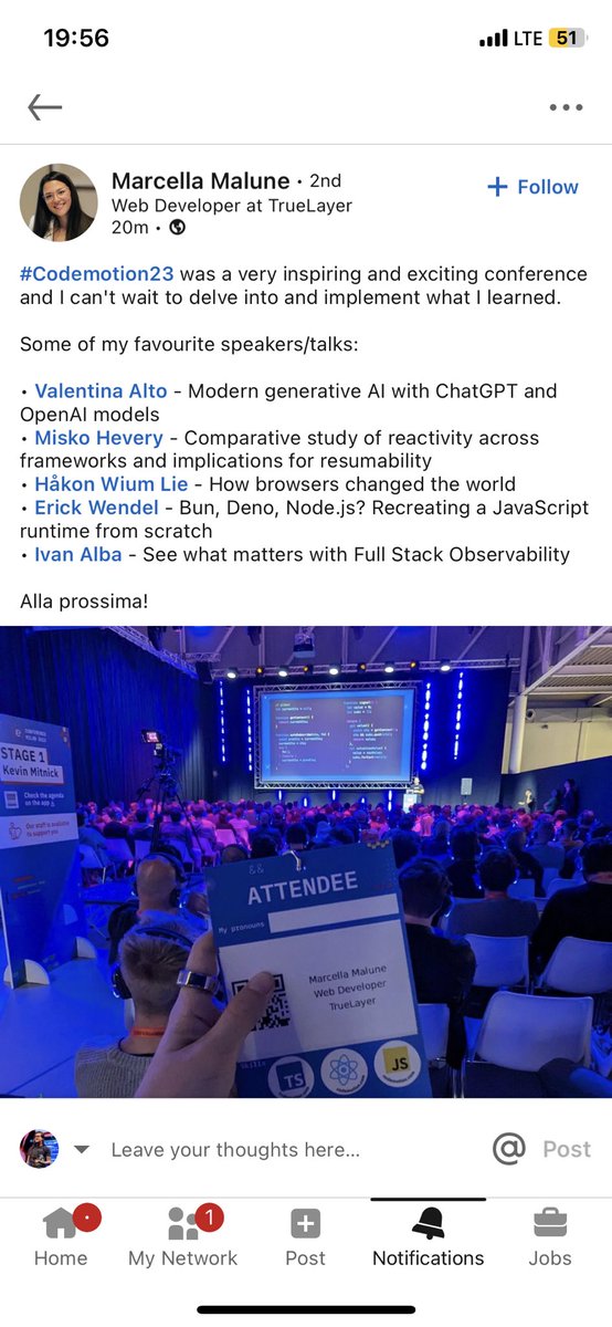 erickwendel_'s tweet image. Being mentioned as one of the highlights of @CodemotionIT Milan has been outstanding! 🤩🤩

I put a lot of effort into rehearsing, planning, and researching my content which took many many hours, and getting this kind of feedback makes it all worth it 💚

#codemotion…