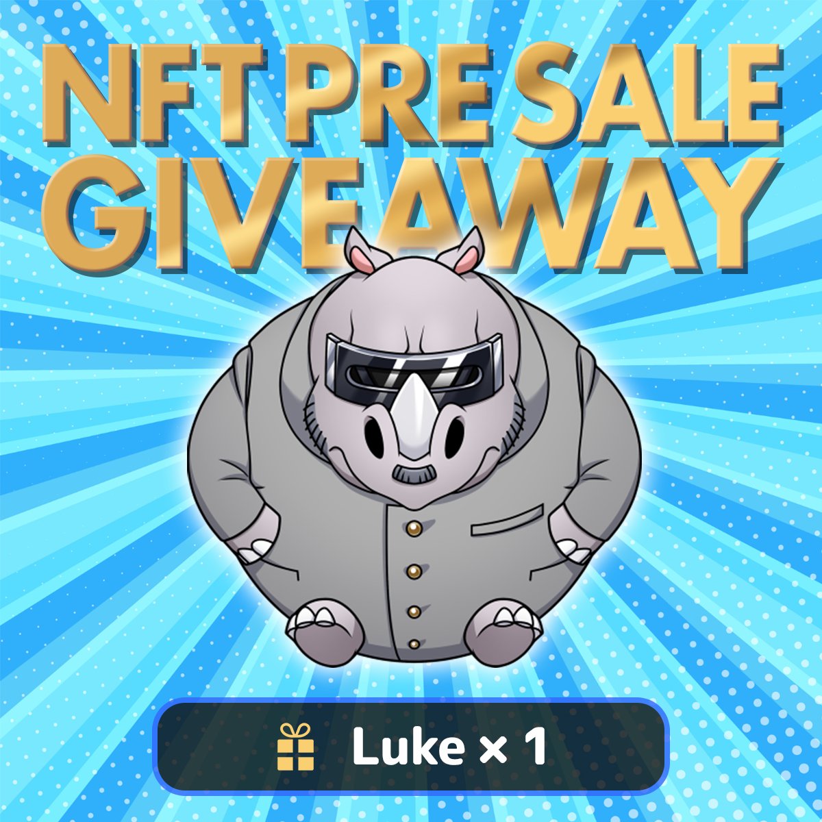 ˗ˏˋ #BouncyBunny Just before NFT Pre-Saleˎˊ˗

/／
📣Daily giveaways for a week
\＼

Day 3
Luke (CommonNFT)🦏 x 1 winner (by lottery)

🙋‍♀️ How to participate
①RT this post
②Follow 
<a href="/BouncyBunnyJP/">BouncyBunny【JP】</a>
 &amp; 
<a href="/BouncyBunnyEN/">BouncyBunny【EN】</a>

③Join Discord
→discord.gg/CCwDJdBRAC

🕰️10/27 17:59(JST