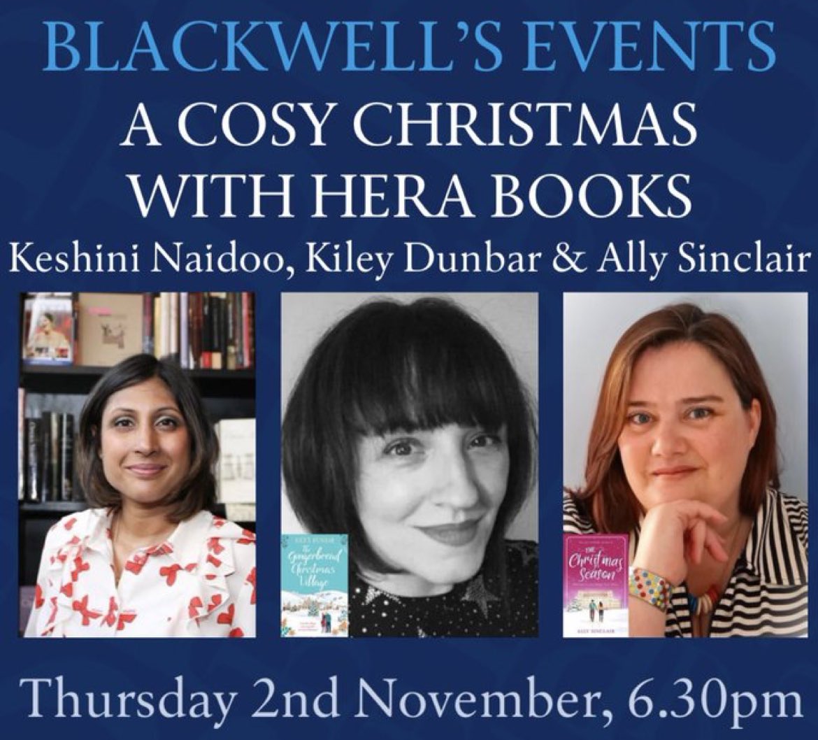 Our November events programme starts a week today with a special COSY CHRISTMAS evening with <a href="/HeraBooks/">Hera Books</a>! Kiley Dunbar and Ally Sinclair will be talking to Keshini Naidoo about their new books THE GINGERBREAD CHRISTMAS VILLAGE and THE CHRISTMAS SEASON.🎄🎄

🎫👇🏻