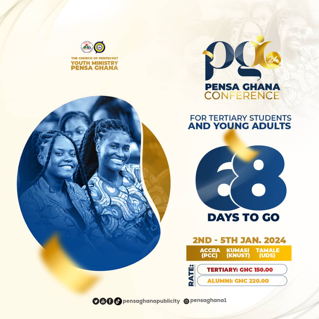 pensaghana1's tweet photo. Christ In Youuuuu🥳🫶🏾!!!!

 PENSA GHANA CONFERENCE is up again💃🏽🕺🏾!

6️⃣8️⃣ Days To Go🤩! 

Secure your spot now. Register today and be part of the anticipation.
https://t.co/9uHg7hMYb8

#PGC24  | #RootedAndGrounded | #MaximumImpact | #PossessingTheNations https://t.co/QaSkYCj0o2