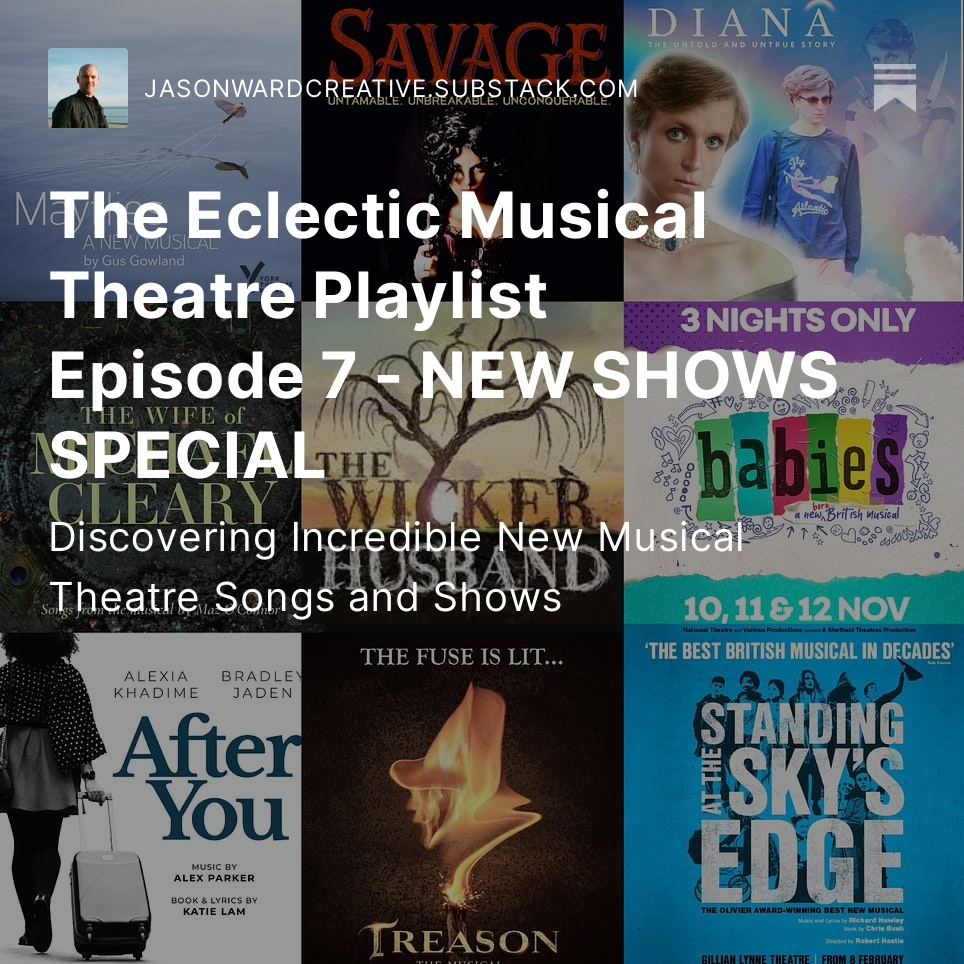 Want to discover new Musical Theatre work? Check out The Eclectic Musical Theatre Playlist  - NEW SHOWS SPECIAL open.substack.com/pub/jasonwardc… 
<a href="/AwkwardProds/">#GwynethGoesSkiing #FitPrince and #UntrueDiana</a> <a href="/savage_musical/">Savage The Musical</a> <a href="/babiesmusical/">babies the musical</a> <a href="/MazOConnor/">Maz O'Connor</a> <a href="/MusicDJC/">Darren Clark</a> <a href="/GusGowland/">Gus Gowland</a> <a href="/alexparker91/">Alex Parker</a>  <a href="/ComposerAndrew/">Andrew Beall</a>