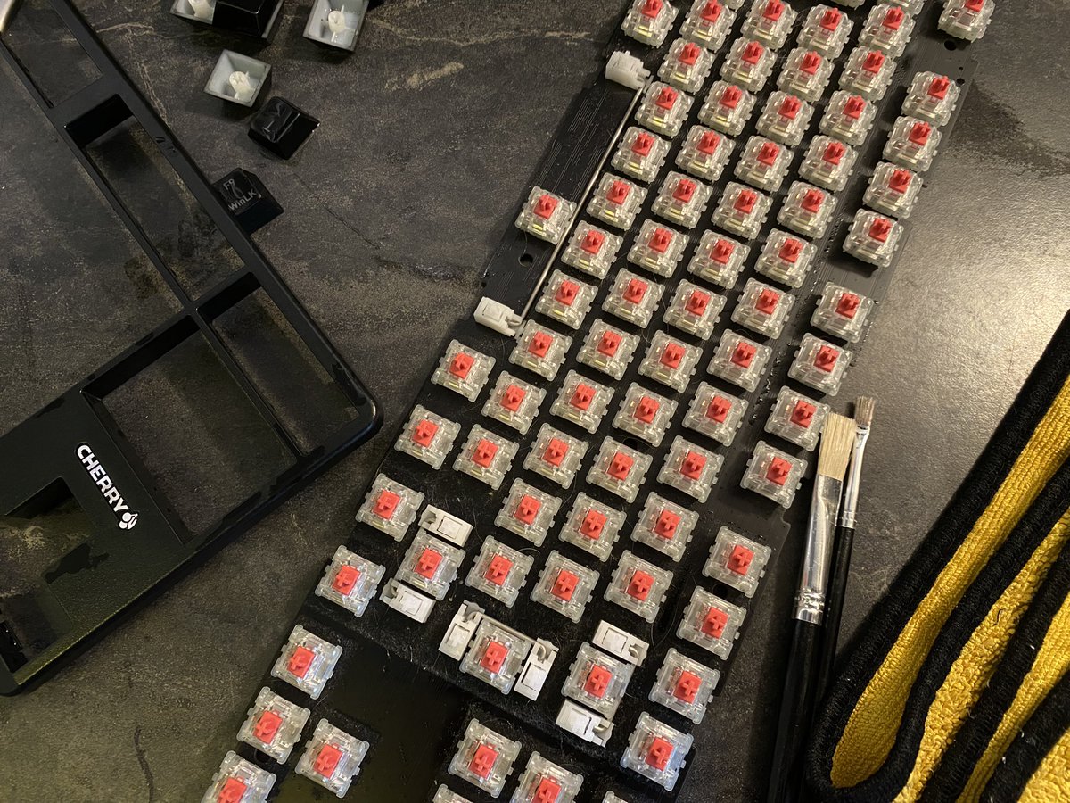 TheFirstLemming's tweet image. 😭 Gestern im Stream das Unvorstellbare passiert: Meine geliebte G80 TKL hat eine Apfelsaft-Dusche bekommen. Sie wird gerade gereinigt und ich hoffe von ganzem Herzen, dass sie es übersteht. 🙏 @org_cherry, könnt gute Genesungswünsche senden? 🥺💔 #GamerDesaster #TastaturLiebe