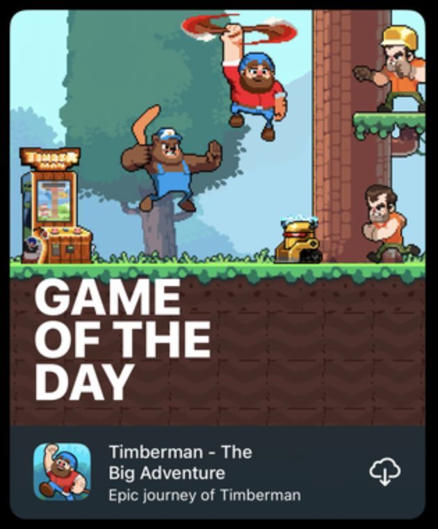 digitalmelodypl's tweet photo. Our favorite Timberman and his epic journey just snagged the "App of The Day" title in the American Apple App Store! 🏆🍎 Download and play here: https://t.co/AKf1RMR1Co 🚀🌳 #Timberman #AppOfTheDay #RetroPlatformer https://t.co/EaC3D1dQKA