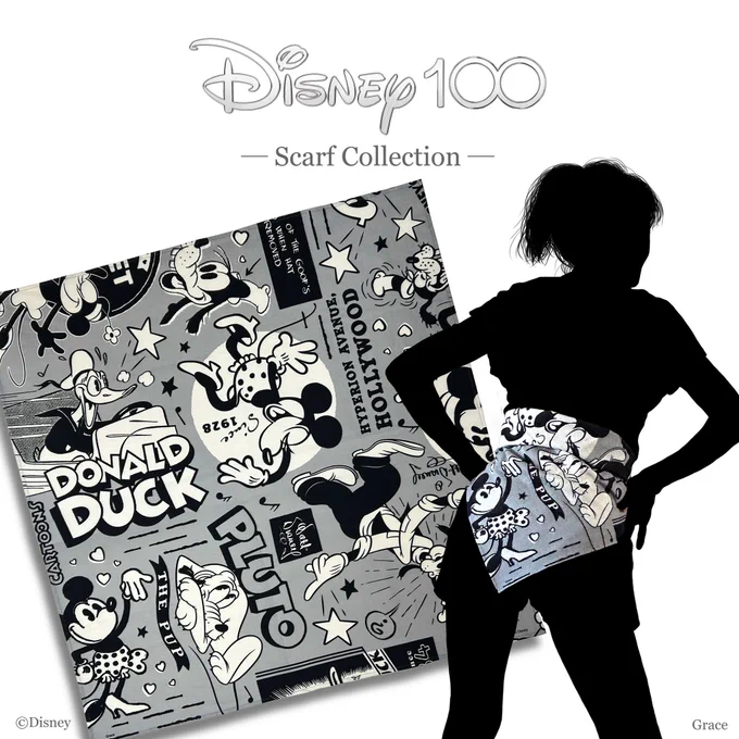 【Disney100/ Scarf】
-Monochrome retro-

ヴィンテージ感のあるタッチで描かれたミニー達がキュートなデザイン❗️
POPなフォントとグレーカラーがさらにレトロ感を演出しています✨
大きめプリントだからキャラアピールもばっちり❤️

#ミニー #グーフィー #ドナルド #プルート #ディズニー 