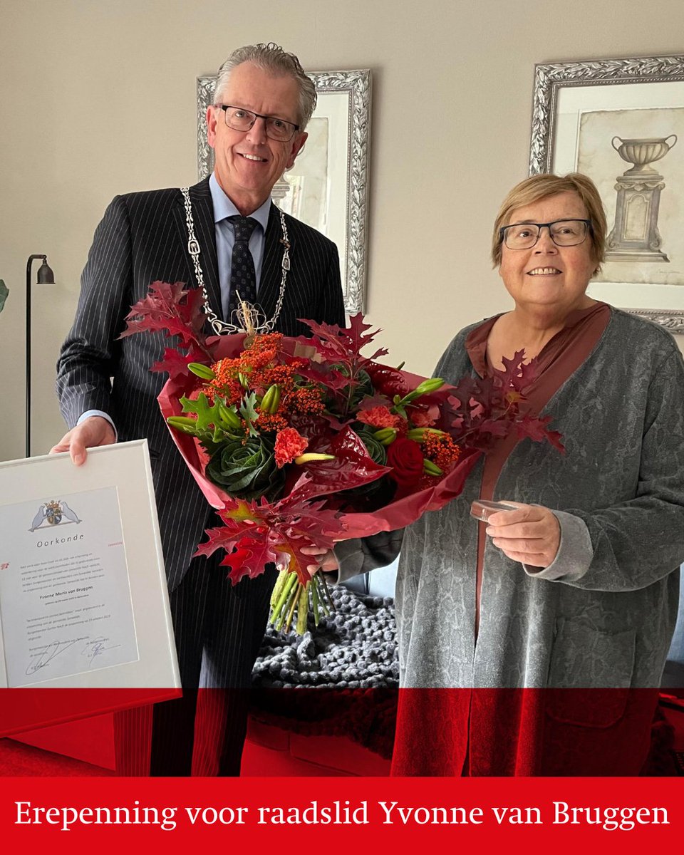 Raadslid Yvonne van Bruggen neemt na 13 jaar afscheid om gezondheidsredenen. Burgemeester Gorter heeft haar de gemeentelijke erepenning uitgereikt als erkenning voor haar actieve inzet 👉 obi41.nl/cvma2knw
