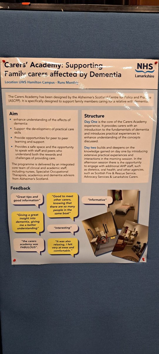 MHOTGill's tweet photo. Our lovely @CarolineGasior1 and @SJDonald_OT sharing our #OA #MH #OT contribution to the  #CarersAcademy at the Hamilton Campus @UniWestScotland 
#OTPTInnovate23 
@JaneMimnaugh @NHSLOT @AhpDementia https://t.co/bGdIFgfwAs