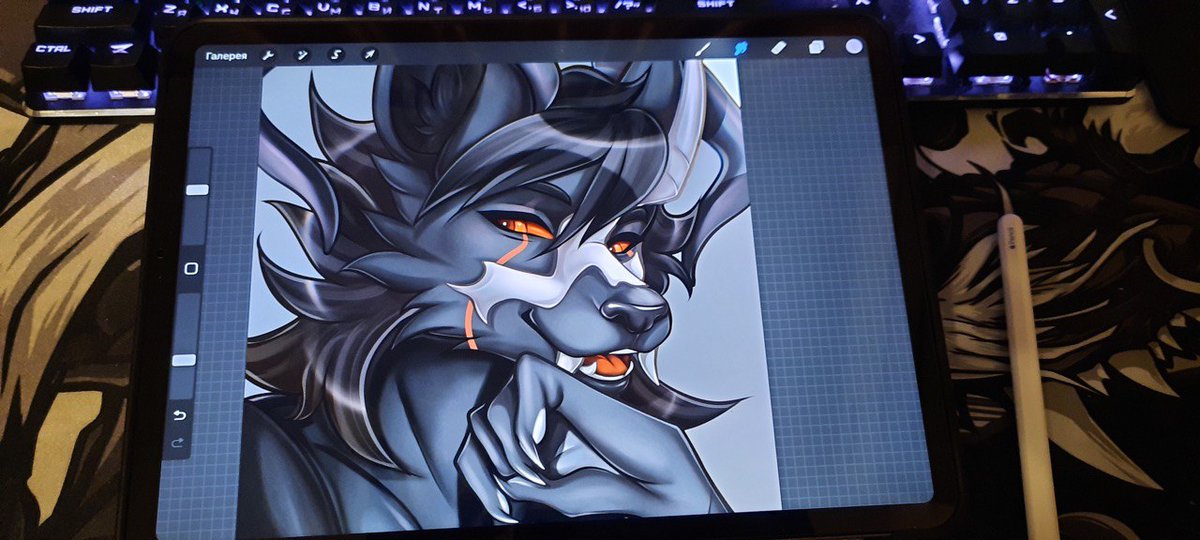 Here he is! My baby, my joy, my sunshine! My iPad! This is my first Apple device.
It's not big, but powerful 🦾
It's such a pleasure to draw on it.... The first art is already finished. I thought Procreate would be a complicated program. But no! Everything is great!