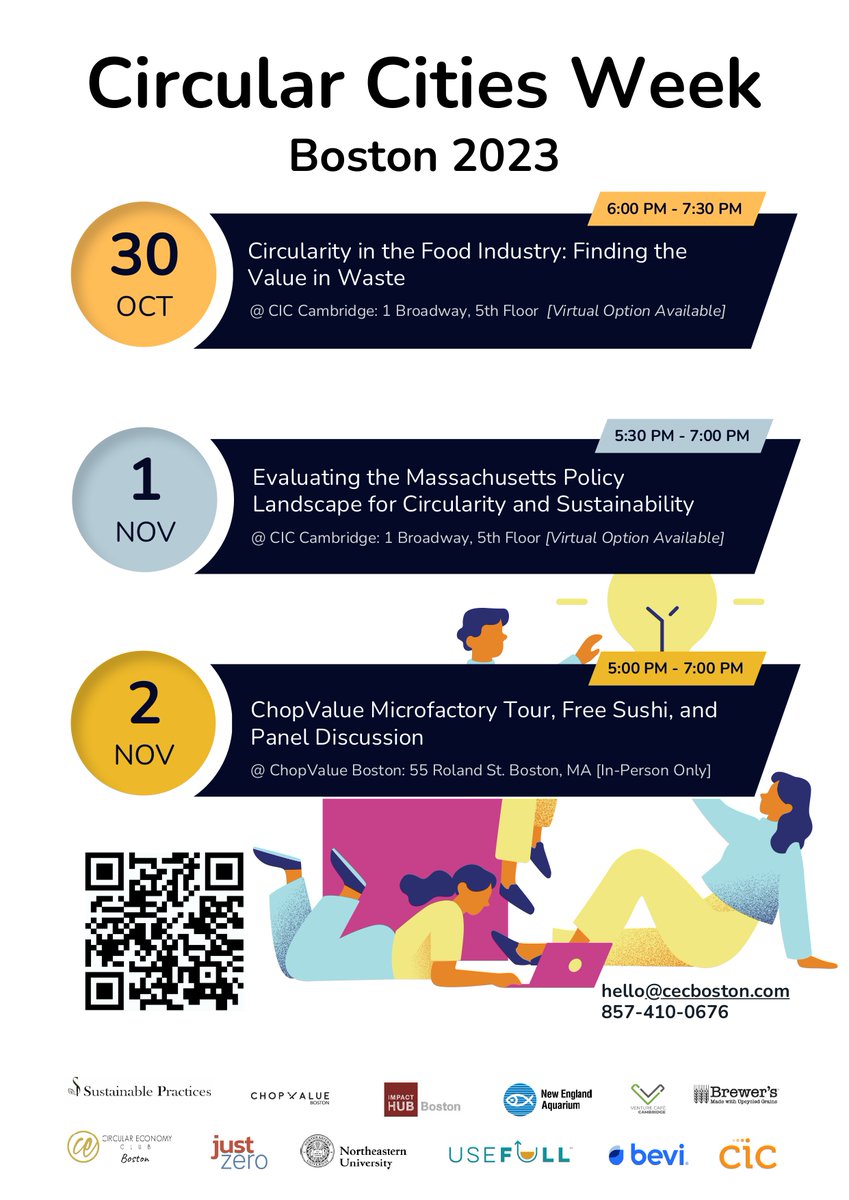 The Circular Economy Club (CEC) #Boston has an incredible lineup of both online and in-person events for #CircularCities Week.

Sign up here qr.link/YtKE6j