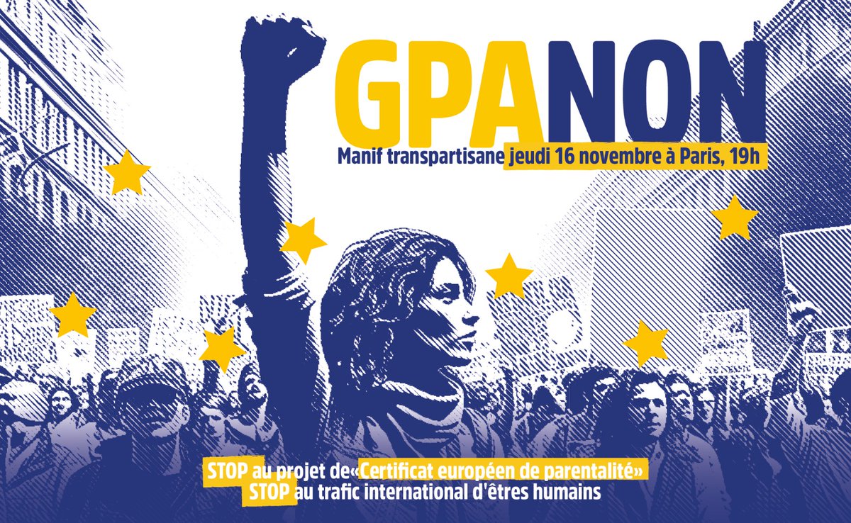 SyndicatFamille's tweet photo. Nous nous mobilisons contre le Certificat européen de filiation le 16 novembre à Paris. 
Non à cette tentative déguisée d'introduire la GPA en Europe. 
🔗 https://t.co/3J3u3Afals https://t.co/HvddAy7OG2