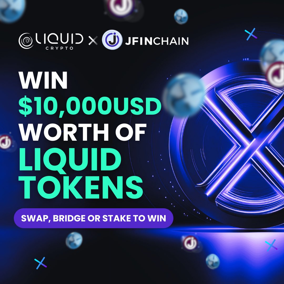 JFinofficial's tweet image. Liquid Crypto จัดใหญ่ เพื่อต้อนรับ JFIN Chain ฐานะพาร์ทเนอร์ใหม่  เตรียมแจกรางวัลให้กับผู้ที่ทำกิจกรรมต่างๆ บนแพลตฟอร์ม มูลค่ารวม 10,000 USD อ่านข้อมูลเพิ่มเติมได้ที่ liquidcrypto.finance/jfin-promo

#LiquidCrypto #JFIN #JFINCHAIN #LCJFIN