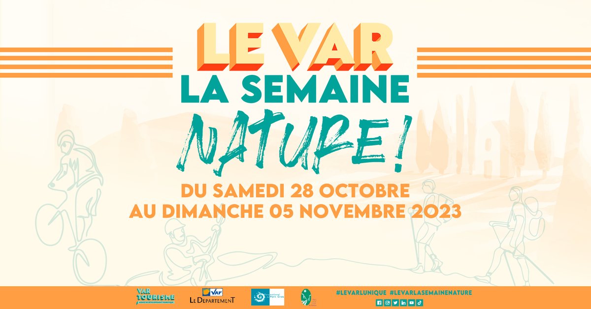 🥾 #LeVar, la Semaine Nature ! 🤿 🚵🏻 Le RDV #nature de l'automne revient du 28/10 au 5/11 sur notre destination 🤝 Co-organisé par @VarTourisme, @PNPC83, parc naturel régional du #Verdon et offices tourisme du @Departement_Var ➕infos et activités ici : urlz.fr/obLo