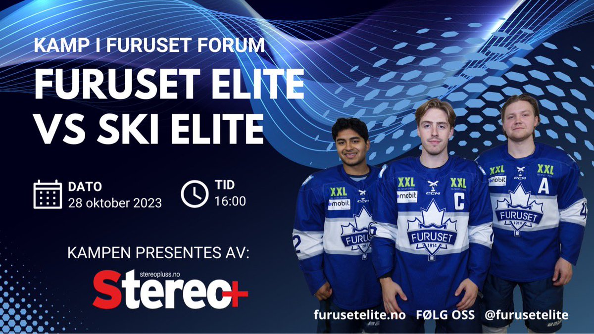 Lørdag kommer Ski Elite på besøk til Furuset Forum. Vi venter en ny tett og spennende kamp. 

Kampen presenteres av <a href="/Stereopluss/">Stereo+</a> 
——-
<a href="/AAGroruddalen/">AkersAvisGroruddalen</a> <a href="/Hockey4Y/">Hockey4You</a> <a href="/nitten_no/">nitten.no</a> <a href="/Hockeypodden_no/">Hockeypodden</a> #2hockey <a href="/vgsporten/">VG Sporten</a> <a href="/FurusetIshockey/">Furuset Ishockey IF</a> <a href="/norskishockey/">Norges Ishockeyforbund</a> #hockey