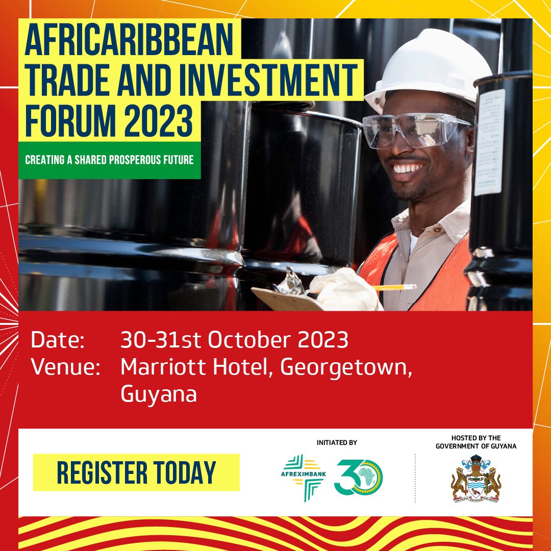 afreximbank's tweet photo. #ACTIF_2023 will build on the successful inaugural 2022 edition held in Barbados, and focus on consolidating commercial ties between Africa and the Caribbean, for increased inter-regional trade and investments.
Register your attendance now: https://t.co/nKZeCQFes1. You don’t want to miss out! #Afreximbank