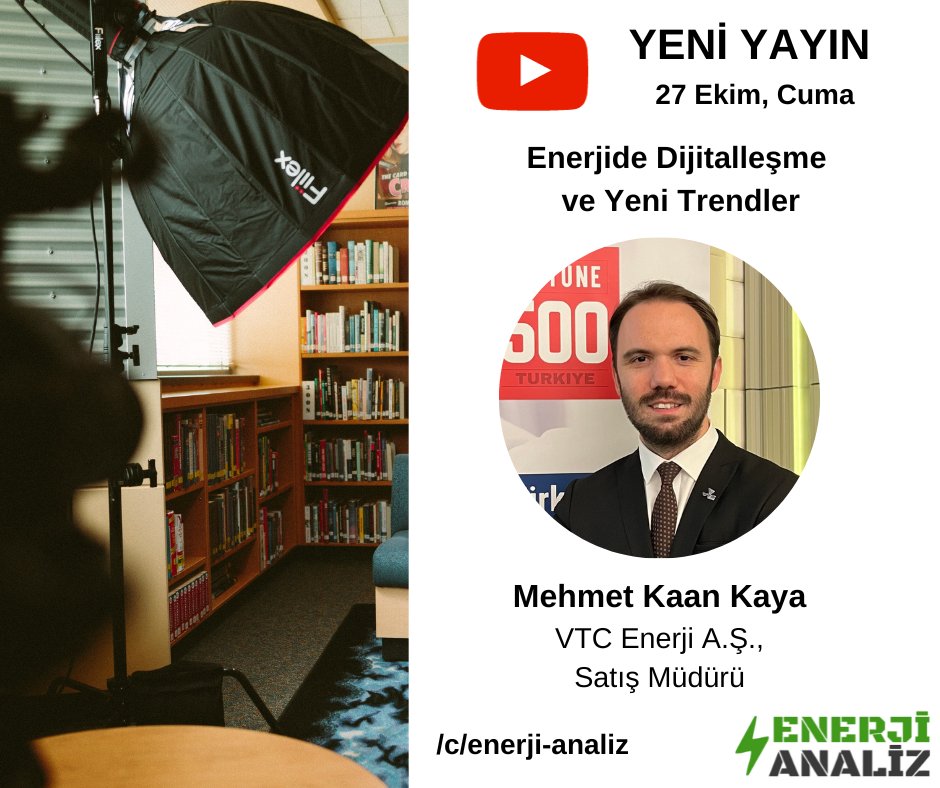 [YENİ YAYIN] Enerjide Dijitalleşme ve Yeni Trendler konulu videomuza Mehmet Kaan Kaya, <a href="/vtcenerji/">VTC Enerji A.Ş.</a> A.Ş., Satış Müdürü konuğumuz, 27 Ekim, Cuma günü yayında olacak, takipte kalın 🚀