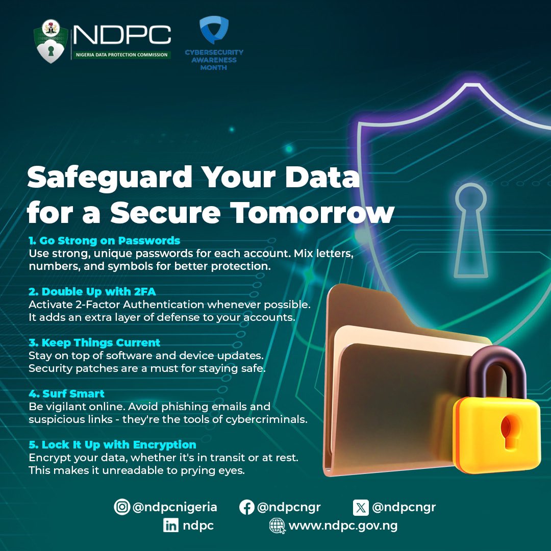 ndpcngr's tweet image. #dataprotection #cybersecurityawarenessmonth2023