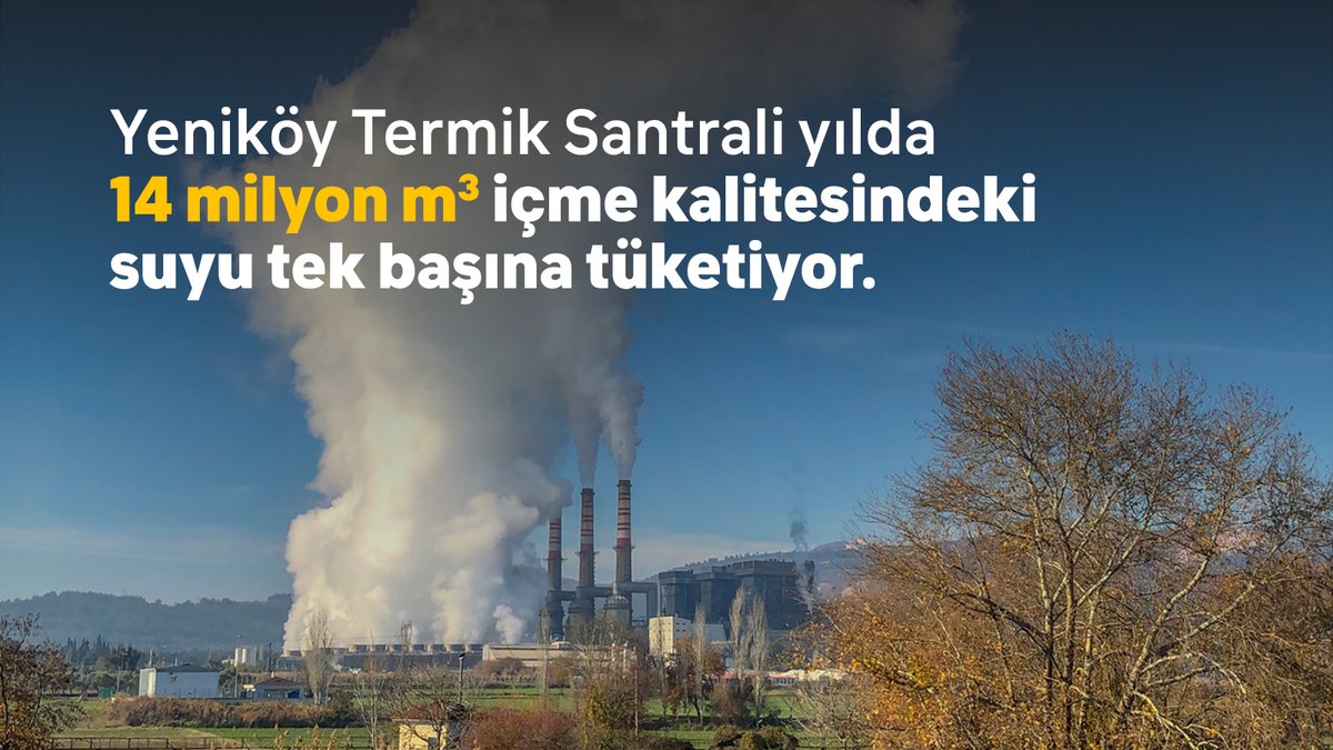Yeniköy Termik Santrali yılda 14 milyon metreküp içme kalitesinde suyu tek başına tüketirken Bodrumlular susuz. Kömür madenciliği nedeniyle yeraltı su kaynakları kaybolma tehlikesi yaşıyor. #TermikSantralleriKapat