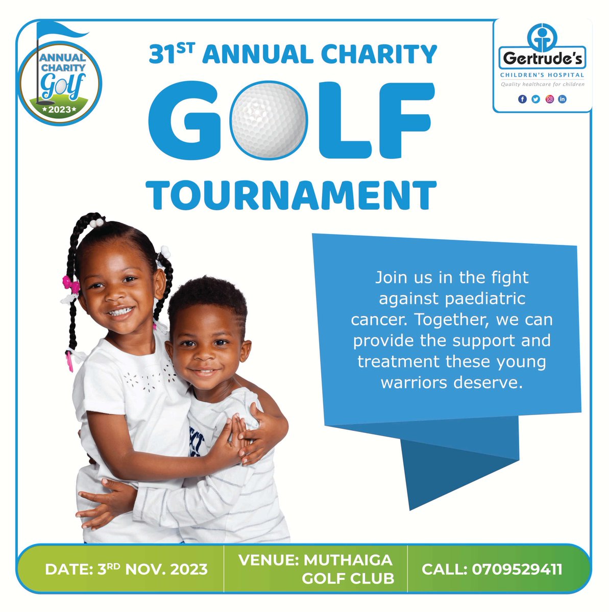 At Gertrude's Hospital Foundation, we believe that together, we can turn the pain of a diagnosis into the hope of a cure. Join us in our mission to change these young lives. 💪 #GertrudesGolfTournament2023 #GertrudesKe #UlizaDaktari