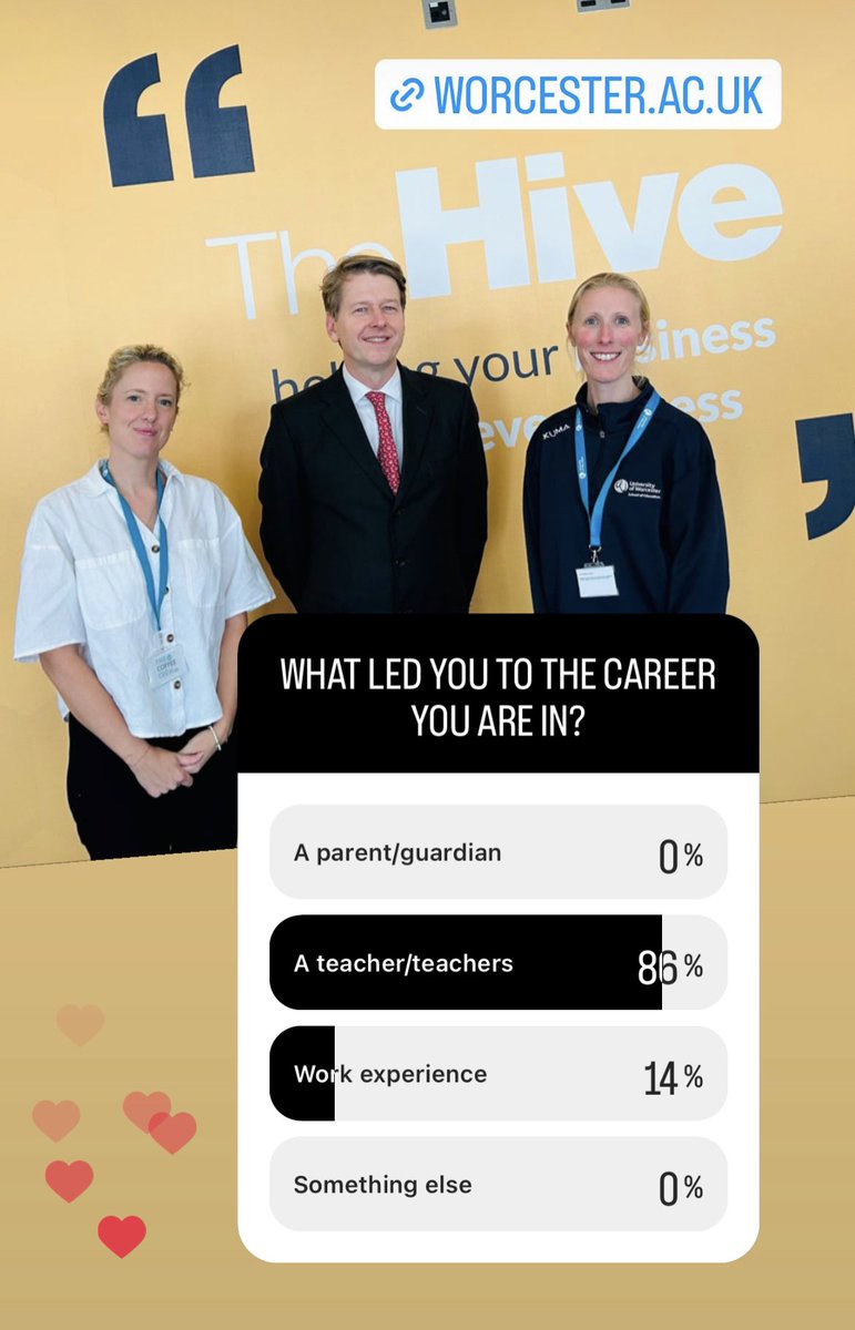 We know teachers and work experience are important! But I bet most of the people voting were teachers…🤔

What would chefs, engineers, Drs &amp; CEO’s say?

Can’t wait to unpick this in our PGCE Careers Education training 
#professionalcapital 💪🏻
#socialmobility ❤️
#purpose 🧠
