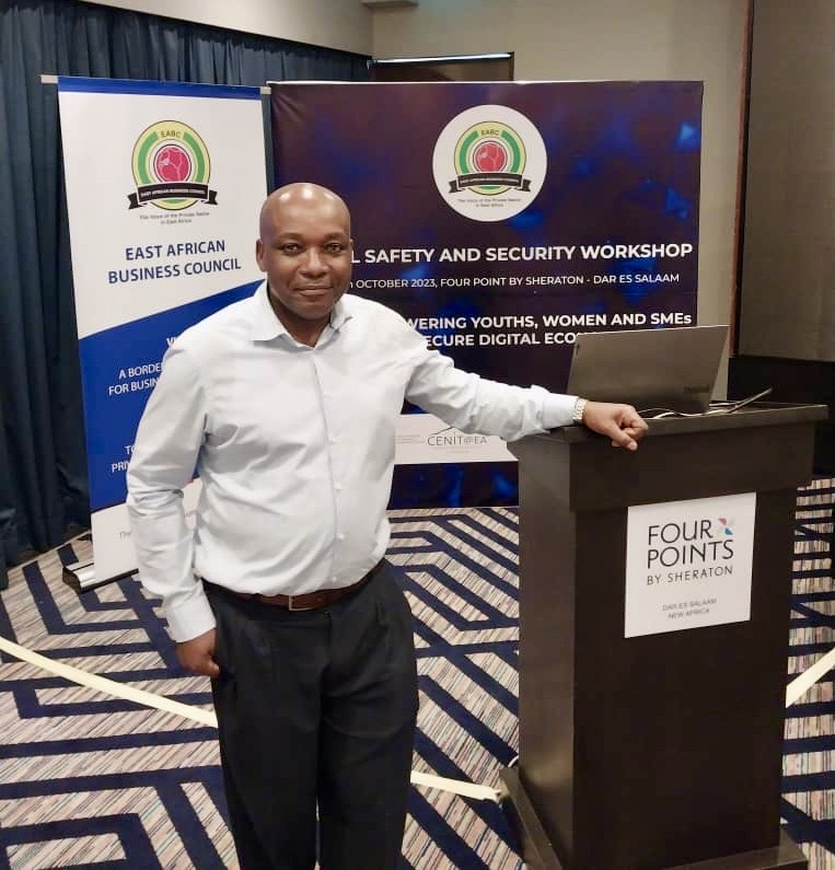 EaCenit's tweet image. Our technical advisor Prof. Anael Sam, participating in the Digital Safety and Security workshop at Dar es Salaam, Tanzania. The workshop aims to equip women, youth &amp;amp; SMEs with fundamental skills to protect their digital presence #CyberSecurity #DSS2023 #Cybersecgiz