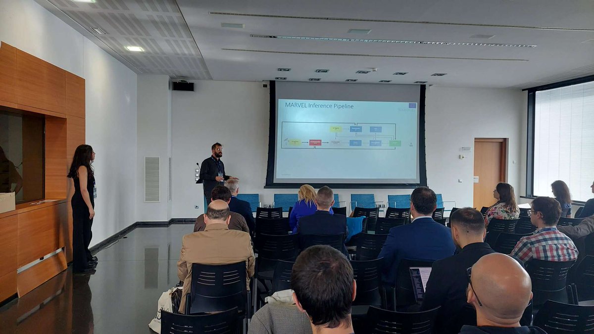 MARVELprojecteu's tweet photo. Time for a #demonstration! Tassos Kanellos from #ITML and Stella Markopoulou from #ZELUS showcase #MARVELProject in action. #HappeningNow at #EBDFV23 #MARVELFinalEvent https://t.co/eJh2Y2jweE