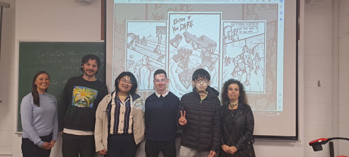 FloLBEarle's tweet image. Our #CommunicationAcrossCultures class welcomed @killersundymann & the illustrators of the Culture Shocked! project this week. They talked about videos highlighting cultural differences and gave tips to create comics. #CreativeAssignment #UDL #BeInspired @ul @ResearchArtsUL @mlal