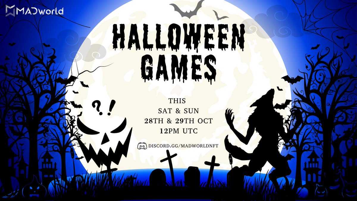 MADworld (@madworldnft) on Twitter photo Exploring the spooky side of #Halloween? Time to get on #MADworld Discord server for a frightfully fun nights of #Halloween games! 🎃 
🎮 Quiz & Wolfia
🗓️ 28 & 29 OCT
⏰ 12 PM UTC
🎁 Top 3 Winners 
📍discord.gg/madworldnft
#gamenight Exploring the spooky side of #Halloween? Time to get on #MADworld Discord server for a frightfully fun nights of #Halloween games! 🎃 
🎮 Quiz & Wolfia
🗓️ 28 & 29 OCT
⏰ 12 PM UTC
🎁 Top 3 Winners 
📍discord.gg/madworldnft
#gamenight