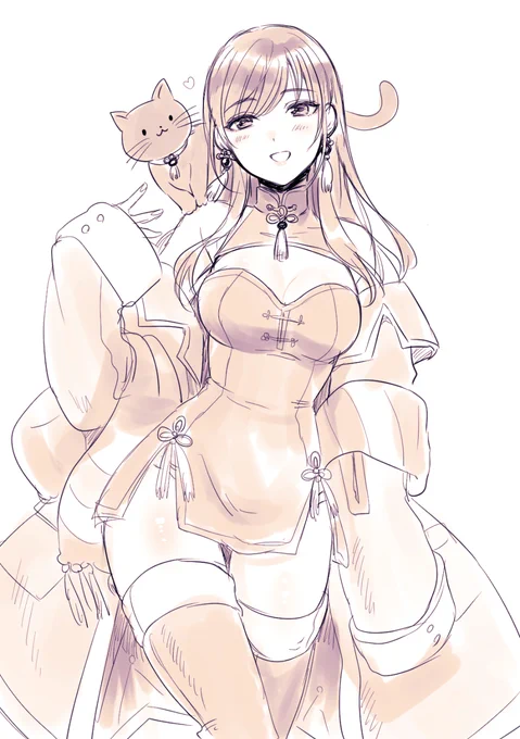 #転生魔女晶ちゃん  まぁね、晶ちゃんは東のあじあな感じの服装が似合う雰囲気ですからね…!おしさんが「うちの晶はこういう服すごい似合うのよね～」って用意してくれますからね…! 当の晶ちゃんは猫に心を奪われてますがね…!