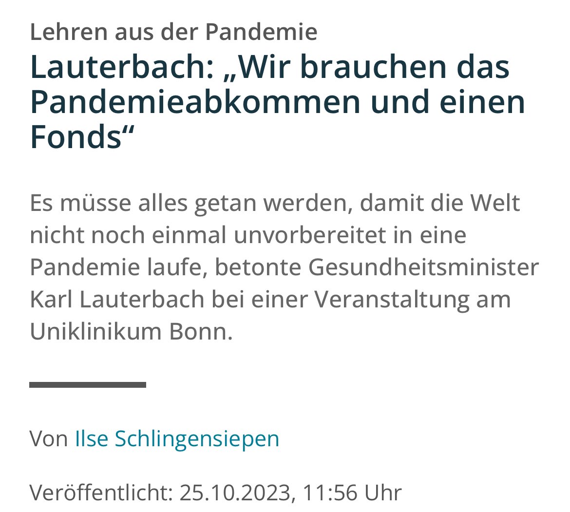 Quo_vadis_BRD's tweet photo. 1/ #FalscheLehren aus der #Pandemie: 

„Das Abkommen wäre für die Unterzeichner-Staaten bindend und würde das Vorgehen und die Verantwortlichkeiten bei einer sich abzeichnenden #Pandemie klar regeln, erläuterte #Lauterbach. Weil solche klaren weltweiten Vorgaben gefehlt … https://t.co/vdRgQPV1GD