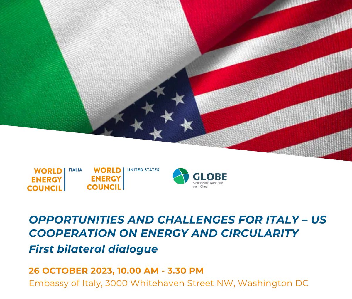 Oggi a Washington con @WECouncil US e @ItaliaGlobe per il Primo bilaterale sulla cooperazione #Italia - #Usa su #energia e #transizioneEcologica
👉bit.ly/40dMHzM

Confronto tra istituzioni e aziende su #cooperazioneIndustriale, progetti #transizioneEcologica, #EnergyJobs