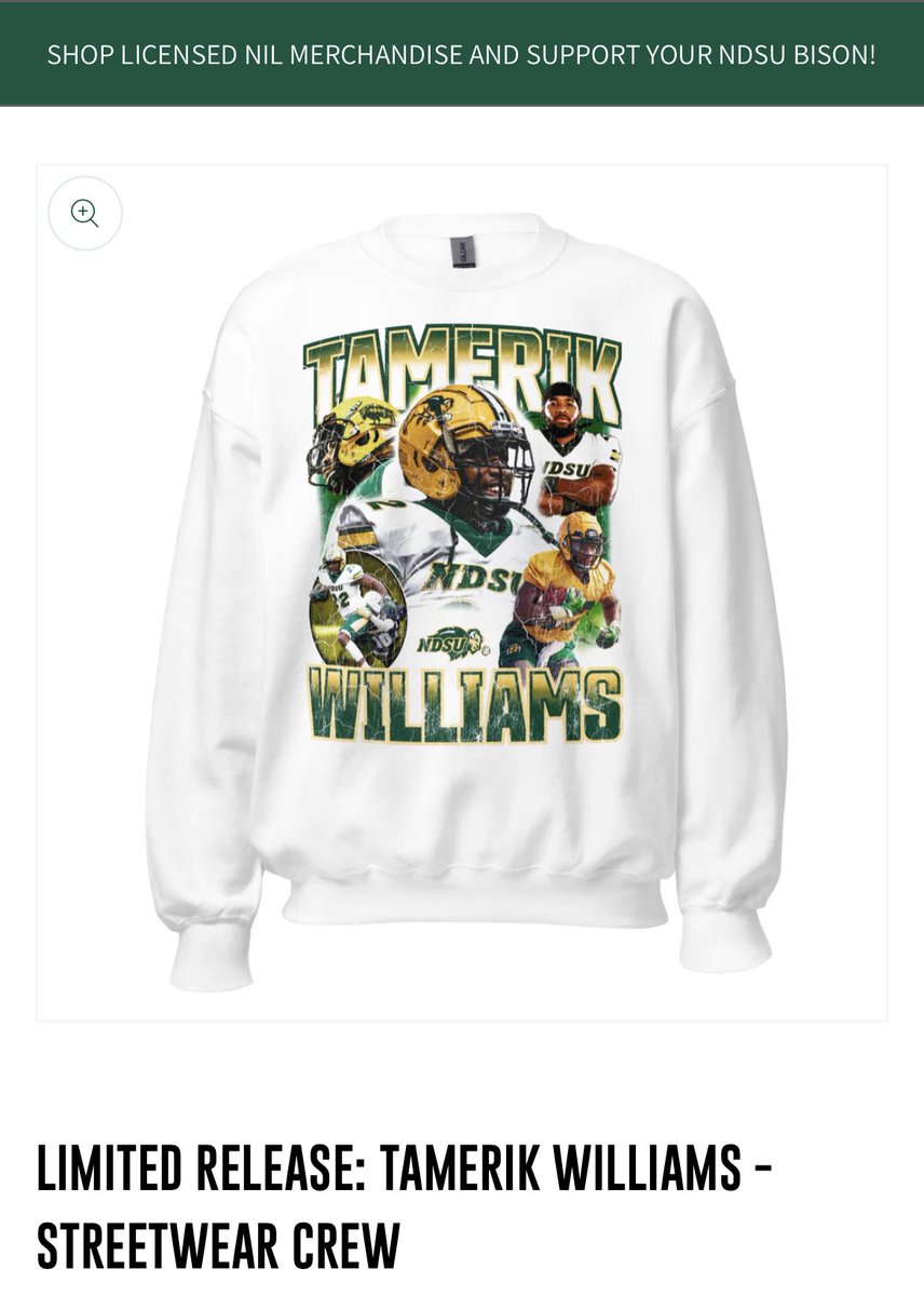 New, limited release for <a href="/runtmak/">TaMerik Williams</a>. 

Support the young fella. ndsu.nil.store/collections/li…