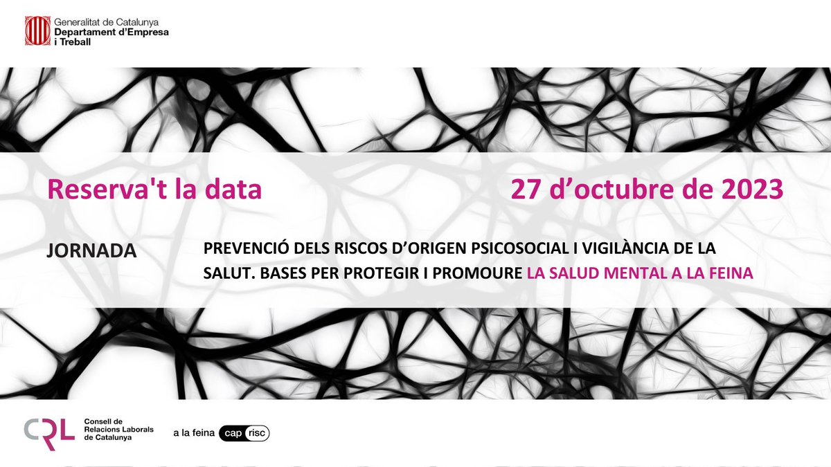 📢Avui <a href="/ccoocatalunya/">CCOO de Catalunya</a> participem a  la Jornada “#PRL d'origen psicosocial i vigilància de la salut. Bases per protegir i promoure la #salutmental a la feina”, organitzada pel <a href="/CRL_cat/">Consell de Relacions Laborals</a>