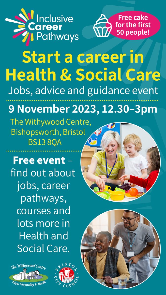 Start a Career in Health & Social Care Jobs, Advice and Guidance event Thursday 9th November 12.30pm - 3.00pm The Withywood Centre #Healthandsocialcareevent #jobsadviceandguidanceevent #Healthandsocialcarejobs #jobsadviceevent
