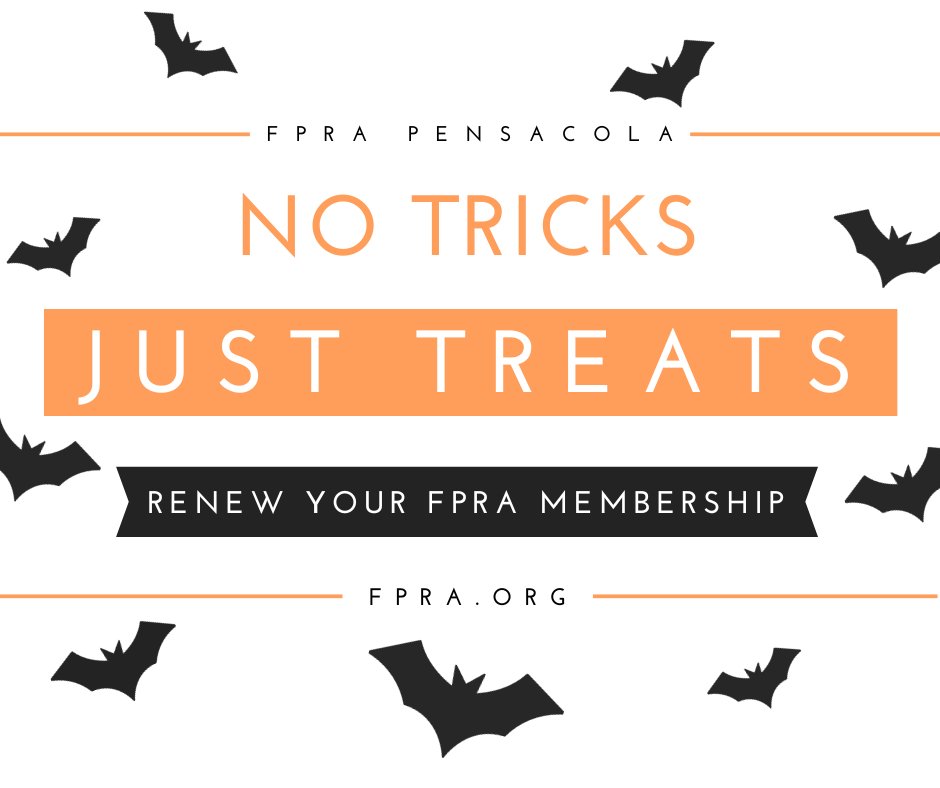 Hey, boo! 👻 Don't forget to renew your <a href="/FPRA/">FPRA</a> membership by Tuesday, October 31 to avoid extra fees. We're looking forward to another year with you! 👏🙌 #FPRA #FPRAPensacola #synergy #publicrelations
