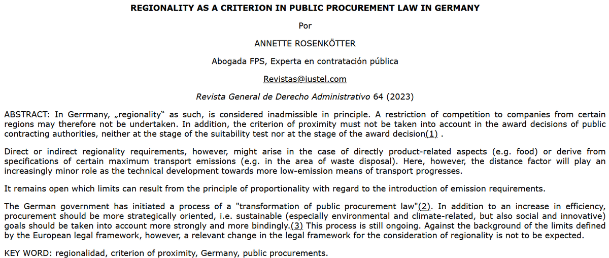 Si es posible, hay que copiar siempre y en todo a los alemanes, sin excepciones ni matices.
#productolocal
#contrataciónpública