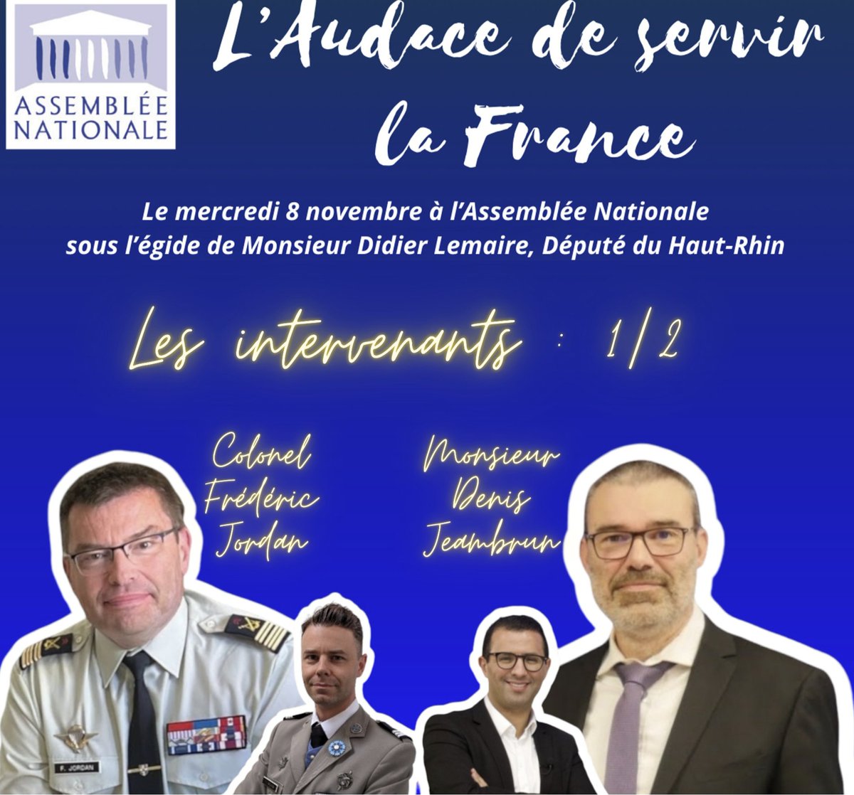 🇲🇫⚔️ 𝗟'𝗔𝗨𝗗𝗔𝗖𝗘 𝗗𝗘 𝗦𝗘𝗥𝗩𝗜𝗥 𝗟𝗔 𝗙𝗥𝗔𝗡𝗖𝗘 à l'ASSEMBLEE NATIONALE 🏛️organisé par M. Ali JIAR et le CNE Guillaume MALKANI. Plusieurs intervenants :COL @Frédéric JORDAN de l'@Armée de Terre, et Denis JEAMBRUN responsable #Aéronautique de la <a href="/CFTCMetallurgie/">CFTC Métallurgie</a> <a href="/ali_jiar/">Ali JIAR 🇫🇷</a>
