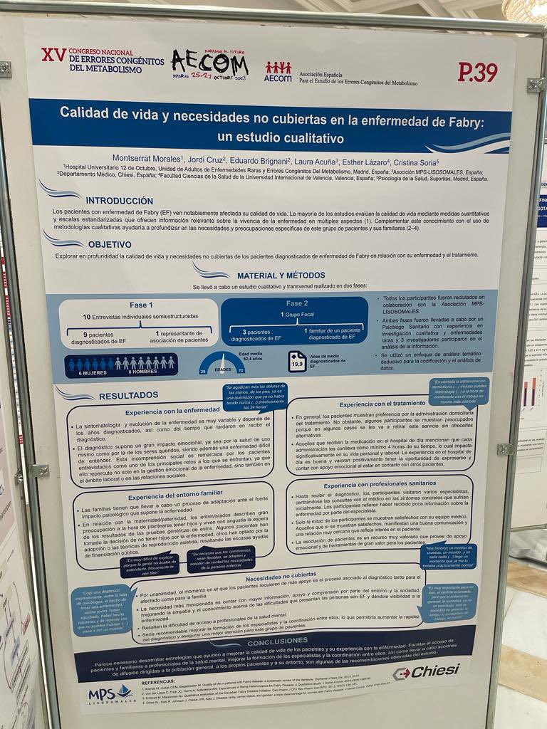 Póster presentado en el XV Congreso Nacional <a href="/Aecom_EIM/">AECOM, Asociación Española para estudio de los ECM</a> @asociacion_mps