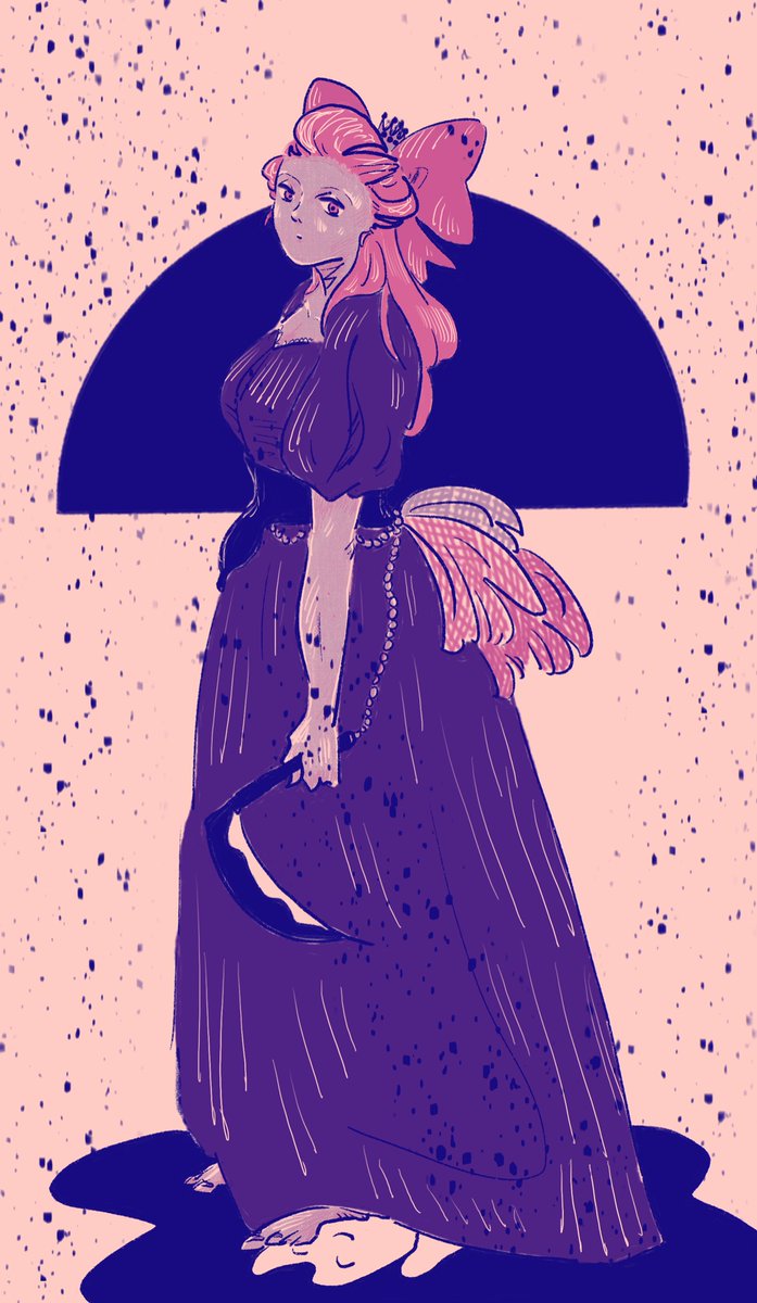 1girl solo dress long hair short sleeves pink hair purple dress  illustration images