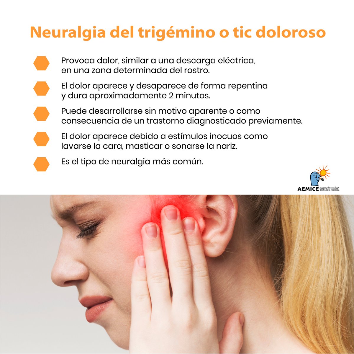 AEMICE_'s tweet image. Descubre la Neuralgia del Trigémino 🧠

Este tipo de neuralgia es más común de lo que crees.
Si tú o alguien que conoces la experimenta, ¡comparte tus experiencias y consejos para un apoyo mutuo! 🤝

#neuralgiadeltrigemino #compartetuexperiencia #dolorfacial